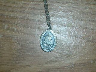 Anson Mfg Sterling St Christopher Medal w 18 Chain