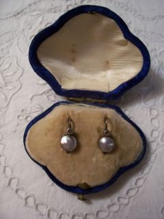  Pearl Diamond and Gold Pierced Earrings in Original Clam Case