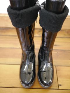  Patent Leather Zip Microfleece Snow Rain Wedge Boots 4 33