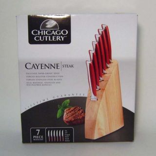 Chicago Cutlery Cayene Steak Knives w Block 7 PC Set