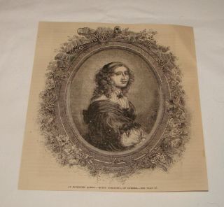 1876 Engraving Excentric Queen Queen Christina Sweden