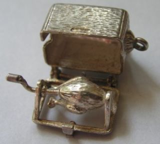  English Silver Rotisserie Chicken Oven Charm Opens Turns Fun