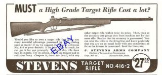 1939 Stevens Target Rifle Ad 416 2 Chicopee Falls MA