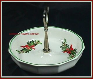Pfaltzgraff Christmas Heritage Open Candy Dish w Handle