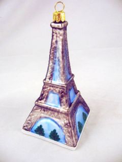 Paris France Eiffel Tower Glass Christmas Ornament New Free Shipping