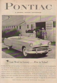 1954 Pontiac Convertible Classic 1950s Car Photo GM Ad
