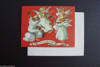  Unused Erica Von Kager Brownie Xmas Greeting Card Angel Quartet
