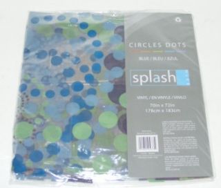 New Splash Circles Polka Dots Shower Curtain Blue Green Clear Vinyl