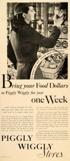 1932 Ad Piggly Wiggly Super Market Grocery Stores Woman   ORIGINAL
