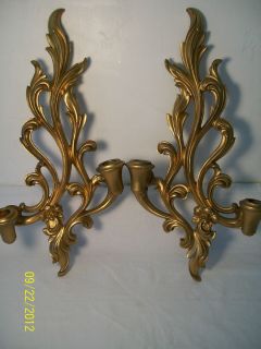 Vintage Syroco Gold Wall Sconce Candle Holder Ornate By Syracuse