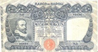 Italy Italia Banco Di Napoli 100 Lire s 857 May 31 1915 High Grade