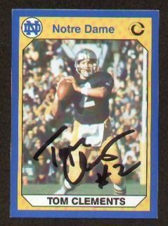 Tom Clements Signed 1990 Notre Dame Collegiate Card