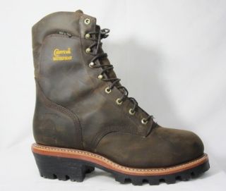 CHIPPEWA BOOTS 9 inch Brown Waterproof Logger Bay Leather Boots SZ 11