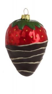 This glass chocolate covered strawberry ornament makes a beautiful