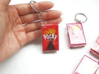  Keychains Charms Strawberry Chocolate Japanese Snack Glico Pocky Stick