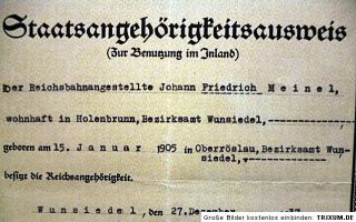  meinel born on 15 january 1905 owns the german reich citizenship