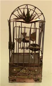  Mechanical Bird in Wire Cage Music Box Plays Yellow Bird ~ Hong Kong