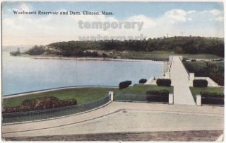 Wachusett Reservoir Dam Clinton MA c1910s Vintage Postcard