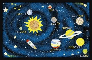 Planets Outerspace 4x6 Area Rug for Playroom Bedroom Classroom