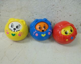 Fisher Price Roll A Round FIGURES 1 Cat 1 Dog 1 Red Boy Copyright