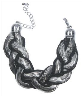 Woven Braided Snake Fabric Silver Fashion Styl Bracelet