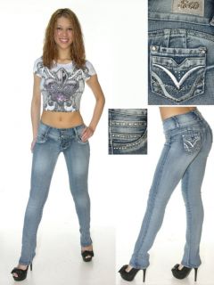 Embellished Pocket Push Up Jeans by Silver Diva Clothing