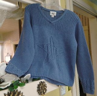 Christopher Banks Star Sweater M Blue Cable Knit