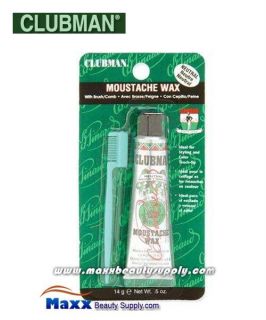 Clubman Moustache Wax with Brush Comb 0 5oz