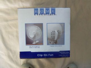 CLIP ON FAN GOES ANYWHERE WHITE HOME ESSENTIALS 2 SPEED ROTARY SWITCH