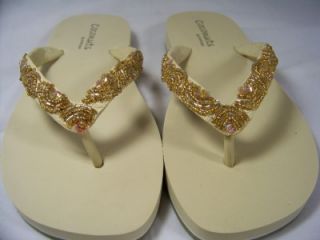 Coconuts Matisse Tees Gold Flip Flops Sandals Retails $28 Womens Size