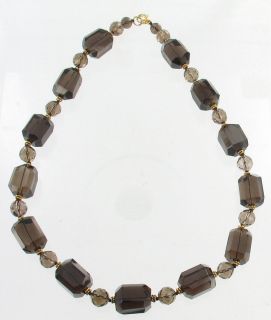 vintage sterling smoky quartz chunky bead necklace be sure to