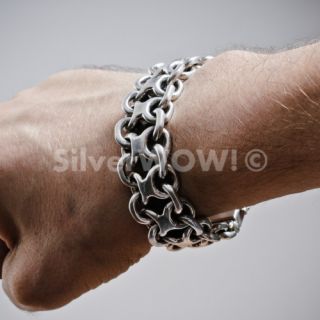 Mens Chunky Sterling Silver Figure 8 Unique Bracelet