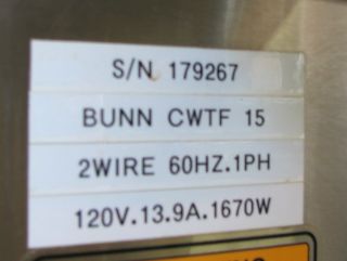 Bunn CWTF 15 3 3 Lower Warmers 12 Cups Coffee Maker