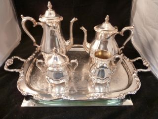  Plated International Countess Tea Coffee Set and Gorham Tray