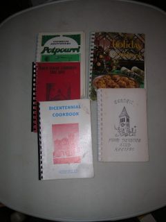 Lot of 5 Community Group Church Cookbooks Spiral Bound Soft Cover