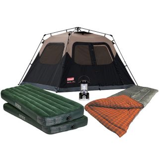NEW! Coleman Instant Tent (6 Person) Camping Bundle with 2 Airbeds And