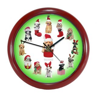 CLOCKS WITH SOUNDS Wall Clock Dog Christmas XPUP8 CHRISTMAS PUPPY