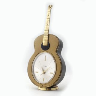  Swiza Guitar Musical Alarm Clock Cuendet Music Box Swiss Made