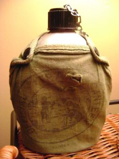 Vintage Military Metal cloth cover Official Trail CANTEEN Taiwan Used