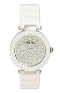 Anne Klein Pavé Dial Ceramic Bracelet Watch
