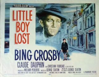  Boy Lost Orig 1953 Half Sheet Poster Bing Crosby Claude Dauphin