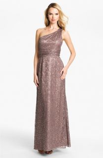 Hailey by Adrianna Papell One Shoulder Sequin Lace Gown