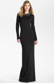 St. John Collection Beaded V Back Milano Knit Gown
