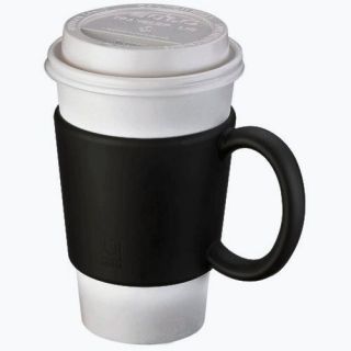 To Go Coffee Cup Sleeve Black Cup Holder with Handle Grip   NEW   FREE