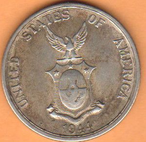 1944 United States of America Fifty Centavos Philippines Silver Coin