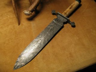 Stek custom handmade medieval short sword, damascus knife blade w