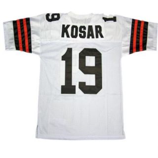  Kosar 19 Cleveland Browns Throwback White Sewn Mens Size Jersey