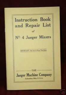 Jaeger Mixer Engine Compay Manual Booklet Hit Miss