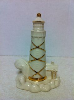 Beautiful Lenox Ivory and Gold China Lighthouse Figurine