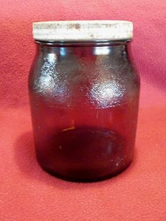 Large Antique Brown Glass Food Canning Jar with Original Screw Lid